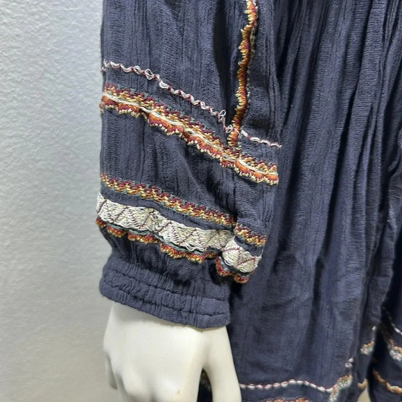 Free People Delilah Embroidered Wrap Mini Dress Midnight Blue Size XS - Picture 8 of 11